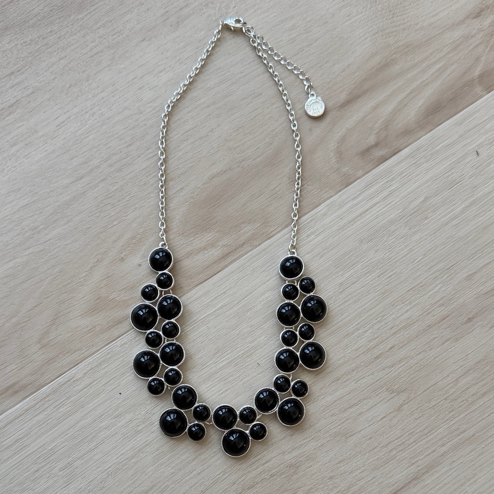 Liz Claiborne Black Bubble Bib Necklace